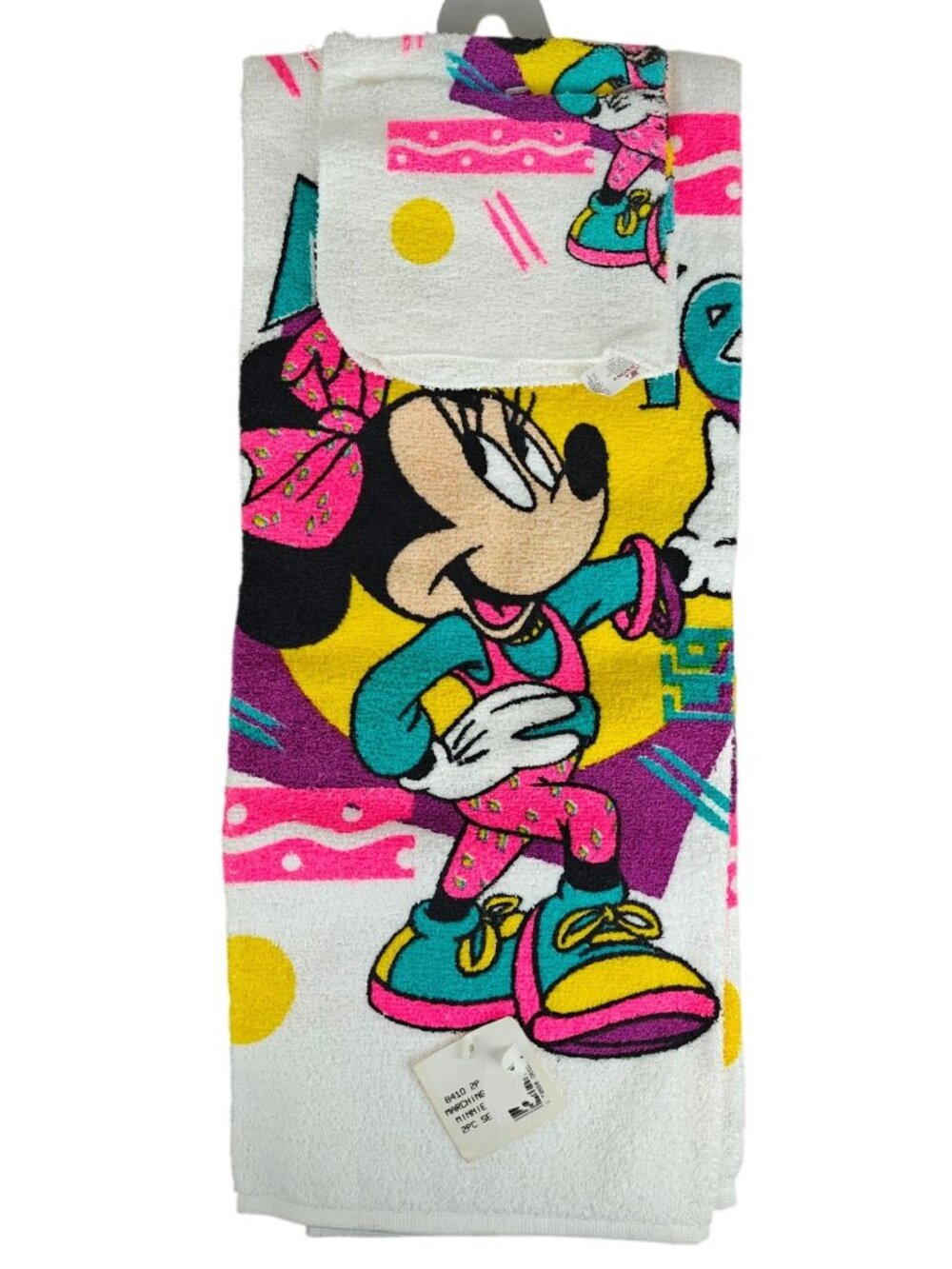 NEW Vintage Disney Marching Minnie 2pc Towels Cannon Cotton 1990s Retro Pattern